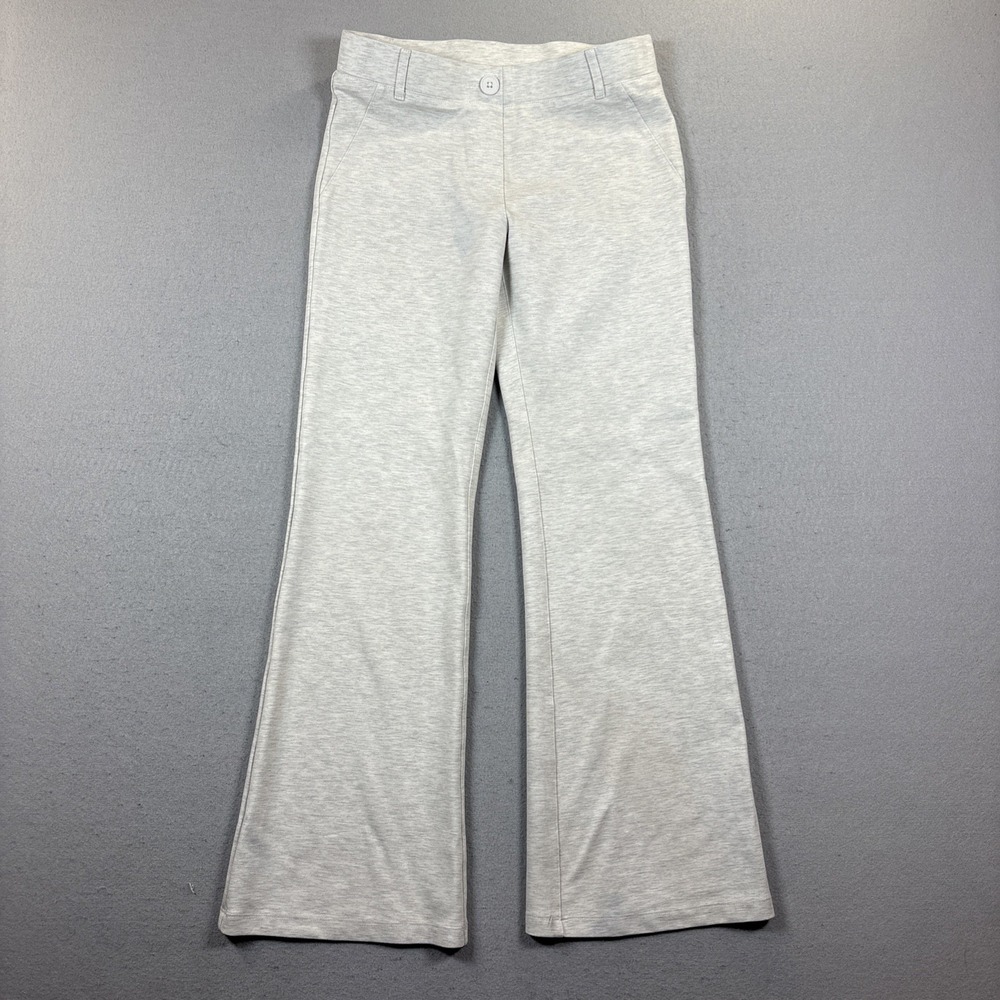 Ododos WM S Pants Gray 2 Back Pockets Flat Front Pull On Belt‎ Loops Flare